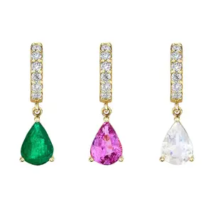 Crystal Drop Earrings Fashion Wholesale Cubic Zirconia Stud Huggie Dangle Pink Emerald Earrings