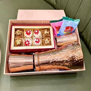 Gift <b>box</b> for diwali Festive Gold Plated Metal <b>Mug</b> Set With Lid TraditionalDesign Gift <b>Box</b> For Presents - Product Image 1