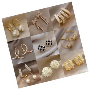 38 Designs Women Temperamental Hypoallergenic S925 Silver Needle Earrings CZ Gold Plated 18K Jewelry Fashion Earrings Trend 2023