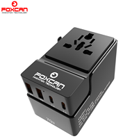 Adaptateur de voyage universel Foxcan 70W GaN 3C1A 10A avec logo personnalisé disponible pour les voyages d'affaires internationaux