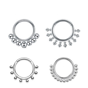 Perles de soudage 16G titane Septum cerceau boucle d'oreille <span class=keywords><strong>Tragus</strong></span> Cartilage <span class=keywords><strong>Piercing</strong></span> charnière Clip sur anneau de nez - Product Image 6