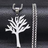 Collier pendentif Arbre de Vie creux en acier inoxydable avec chaîne serpent – Cadeau personnalisé tendance pour accessoires de mode unisexe