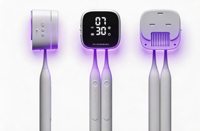 Pengering Sikat Gigi Dinding Digital LED OEM dengan Layar Sentuh, Induksi Nirkontak, Pengaktif/Pemati UVC, dan Dua Slot