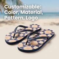 Tongs de plage antidérapantes en EVA pour femmes, imprimé floral mandala vintage, logo personnalisé, couleur et motif personnalisables, vente en gros