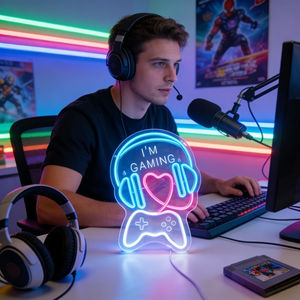 Lumière d'ambiance à thème e-sport, néon RVB en forme de cœur, pour casque et manette de jeu, décoration de bureau pour salle de gaming et streaming en direct - Product Image 5