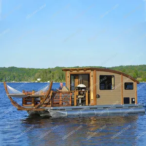 Новый дизайн, навесная лодка для дома, современное плавающее оборудование для воды для ресторанов, с унитазом и кухней