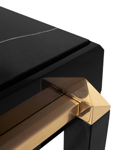 Light Luxury Black Marble Brass <strong>Legs</strong> <strong>Console</strong> <strong>Table</strong> - Product Image 3