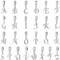 Breloques lettres anglaises arabes en cristal d'argent pour la fabrication de bijoux
