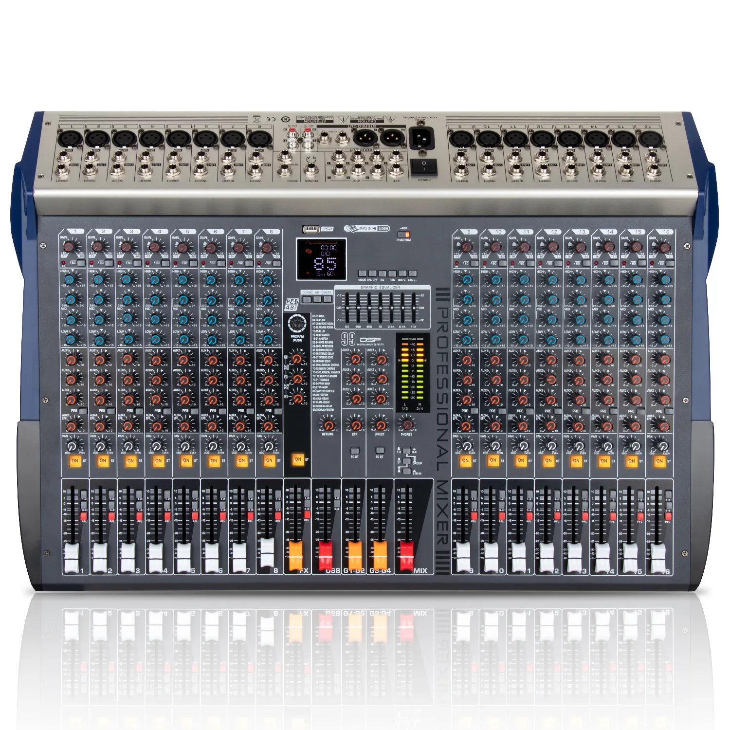 16 Kanaals Mixing Console Stage Performance Live Studio Usb Bluetooth Opname Audio Mixer Mp3 Afspelen Dj Controller