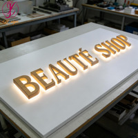 Enseigne LED rétroéclairée tendance pour salon de coiffure, lettres 3D en acrylique, logo personnalisé, signalétique métallique, panneau lumineux pour devanture de magasin de coiffure