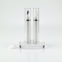Bouteille de sérum pour les yeux en acrylique à double paroi de 10ml 15ml, applicateur de crème pour les yeux, sans air, avec tube, pour lotion