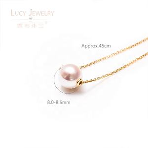 Vente en gros d'or 18 carats 8-8.5mm collier de perles d'<span class=keywords><strong>Akoya</strong></span> japonaises naturelles incrustées de diamants à la mode mariage fiançailles - Product Image 2