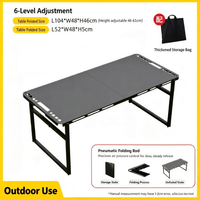 Table de pique-nique pliante rectangulaire en acier au carbone hydraulique tactique d'extérieur, légère, portable et multifonctionnelle pour la cuisine en camping