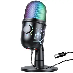 Kit per microfoni Podcasting con condensatore USB per PC con 3 in 1 microfono a guadagno USB a doppia modalità microfoni da Gaming RGB