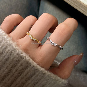 Bague en pierres précieuses classique de luxe, simple, mignonne, charmante, empilable, plaquée or 18 carats, plaquée rhodium, bijoux pour femmes - Product Image 1