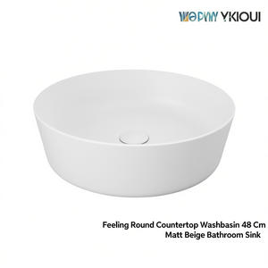 Lavabo Redondo de Sobremesa Feeling de 48 cm, Color Beige Mate, para Baño - Product Image 3
