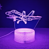 Lampe LED USB 3D en forme d'avion avec batterie, couleurs RGB, contrôle tactile, lumière de nuit moderne et contemporaine pour la chambre à coucher et la décoration scolaire
