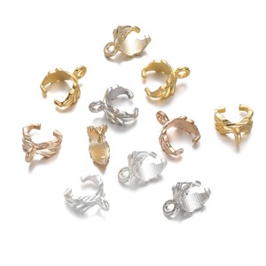 Boucle en alliage de zinc motif feuille et graines de melon, finitions or, argent, or KC, pour la fabrication de colliers, composants de bijoux, été 2024, Yiwu - Product Image 1