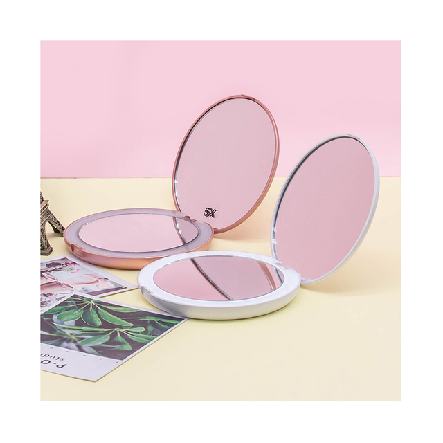 Power Bank Charger Cosmetic Folding Portable Pocket With Led Lights Makeup Tool Women Ladies Lighted Makeup Mirror