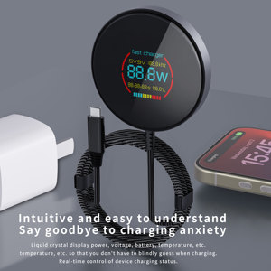 Produits les plus vendus Chargeur <span class=keywords><strong>sans</strong></span> <span class=keywords><strong>fil</strong></span> magnétique 10W en cuivre pur avec grand écran couleur C50 pour téléphones (affichage de la puissance et de la température) - Product Image 6