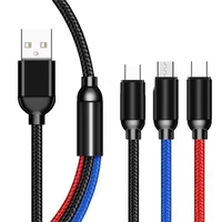 Câble tressé en PVC 3-en-1 de 1,2 m à charge rapide 3A pour téléphone portable, écouteurs, ordinateur, appareil photo