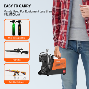 Compresor de Aire de Alta Presión GOYOJO 12V PCP 300Bar 4500Psi Sin Aceite para Tanques de Paintball, Bomba de Aire con Convertidor de CA 110V 120V - Product Image 5