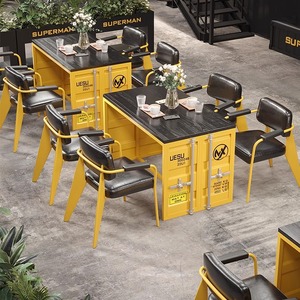 Industrial Internet creativo restaurante occidental sillas Bar Bistro sofá-estilo mesa de madera maciza claro negociación área tarjeta asientos - Product Image 3