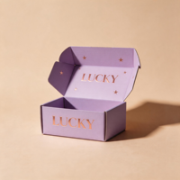 Boîte d'expédition ondulée haut de gamme personnalisée avec logo, écologique, or rose et violet, avec estampage à chaud pour cadeaux d'abonnement cosmétiques