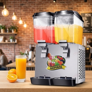 Distributeur de jus double réservoir 16L en acier inoxydable avec fonction d'agitation et de pulvérisation, 220V, réfrigération - Grande Vente - Product Image 1