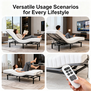 Cadre <span class=keywords><strong>de</strong></span> <span class=keywords><strong>lit</strong></span> électrique durable avec télécommande sans fil, tête et pieds réglables, construction robuste et design antidérapant, <span class=keywords><strong>pour</strong></span> hôtel - Product Image 4