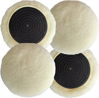Tampons de polissage en laine pure à boucles auto-agrippantes de 3 à 7 pouces, tampons de lustrage 100 % laine naturelle pour le polissage et le cirage des vitres de voiture et des meubles