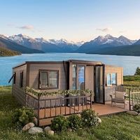 Module d'hébergement modulaire télescopique extensible de luxe pour camping en montagne et en bord de lac, style 'Living Pod' tendance