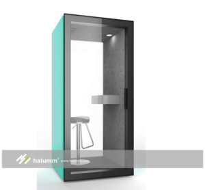 Cabina Telefónica Prefabricada Hicube Moderna con Estructura <span class=keywords><strong>de</strong></span> Acero y Puerta <span class=keywords><strong>de</strong></span> Vidrio Doble, con Iluminación por Sensor, Insonorizada, para Oficina en Exteriores - Product Image 1