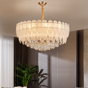 Lámpara de plumas LED redonda con múltiples cabezales E27 para decoración del hogar y sala de estar - Product Image 2