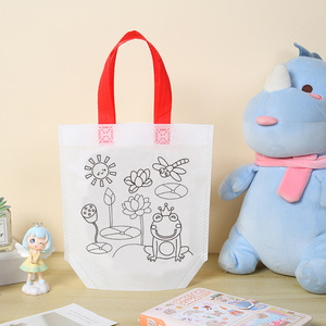 กระเป๋าผ้าไม่ทอสำเร็จรูปจากโรงงาน  กระเป๋าเพ้นท์มือสำหรับเด็ก  กระเป๋า DIY ระบายสี  กระเป๋าสะพายลายการ์ตูน - Product Image 1