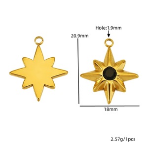 Colgante de acero inoxidable vintage francés con incrustaciones de perlas en forma de estrella, sol y corazón para la fabricación de collares, formas mixtas, accesorios de joyería. - Product Image 2