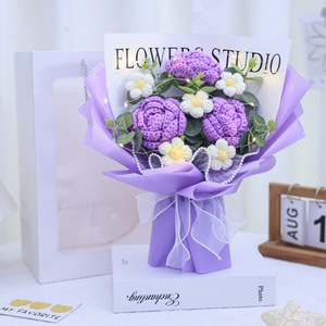 Navidad San Valentín Día de la Madre Regalos Rosa ganchillo Diy pequeña Margarita mamá mujeres <span class=keywords><strong>niñas</strong></span> regalo tejido a mano ramo de flores Luz - Product Image 3