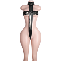 Tenue de danse gothique personnalisée en cuir verni avec finition métallique croisée, lacets, design tendance, équipement de performance à la mode