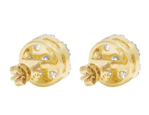 Trendy <b>Silver</b> Floral Cluster Earrings with Lab Grown Diamonds 10K Gold Plated Wedding Party Jewelry for Women - Product Image 4