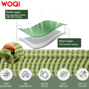 Colchón inflable para acampar Woqi 200x140x6cm ultraligero con almohada y bomba integradas para 1-2 personas, uso en exteriores - Product Image 5