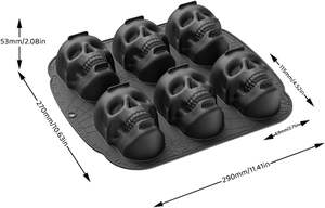 Molde de silicona de 6 cavidades Mcbridenty Halloween 3D duradero marrón Pirata Calavera <span class=keywords><strong>pan</strong></span> pastel <span class=keywords><strong>Pan</strong></span> 29x27cm para hornear propósito decorativo - Product Image 6