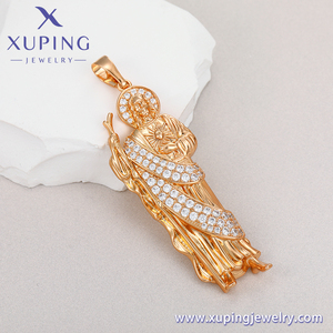 1113 Xuping Colgante de San Judas Tadeo con Pavé de Diamantes de Circonita Blanca y Colgantes de Nuestra Señora de la Santa Muerte - Product Image 3