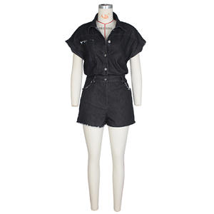 Mono corto sexy de mezclilla elástica sin mangas para mujer, estilo casual, novedad de verano, a la moda - Product Image 4