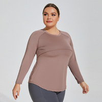 Veste de yoga longue à couvrance des hanches, grande taille, amincissante, avec dos en maille ajourée, respirante, effet délavé, coupe ajustée, manches longues, vêtement de sport pour