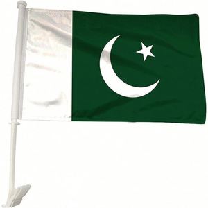Drapeau de voiture du Pakistan, bannière numérique imprimée 100D à bords doublement cousus pour voiture, véhicule, camion, pour défilés - Product Image 1