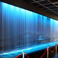 Cortina de Agua Artificial con Líneas Coloridas, Cascada Digital con Iluminación, Fuente de Pared