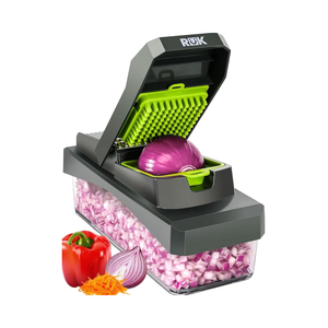 RuK 10-en-1 Gadgets de cuisine gris <span class=keywords><strong>hachoir</strong></span> à légumes 6 lames coupe-oignon coupe-fromage râpe Mandoline trancheuse outils de fruits - Product Image 1