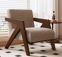 Fauteuil lounge Richard en bois massif nordique, fauteuil simple de designer rétro pour salon, balcon, hôtel, maison d'hôtes et café