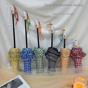 Parapluie pliant en trois sections, style princesse, en dentelle, entièrement automatique, anti-recul, moderne et minimaliste, cadeaux d'affaires pour adultes, en nylon 210T, résistant à la pluie - Product Image 2