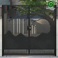 Portail de cour en alliage d'aluminium personnalisé, résistant à la rouille et aux UV, porte d'entrée de villa, portail piétonnier de communauté